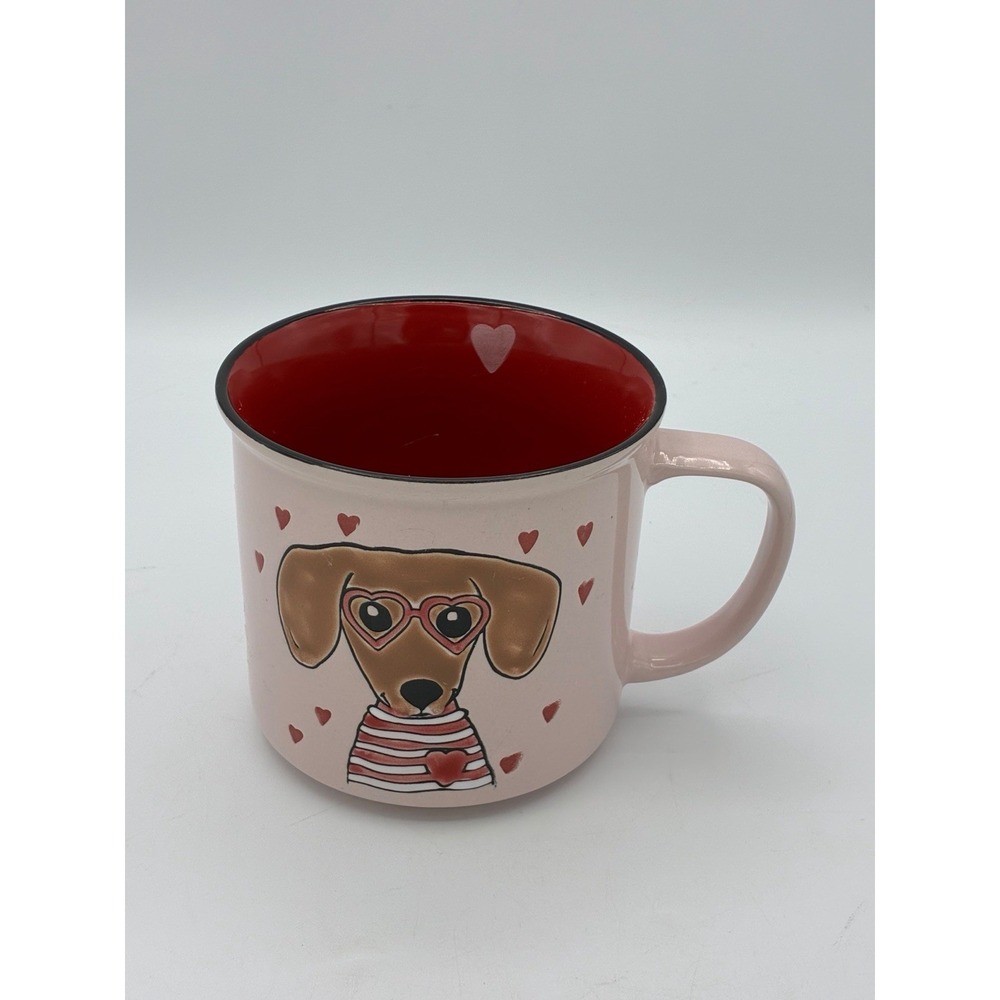 DACHSHUND Brown DOG Love Heart Glasses Ceramic Mug Spectrum Designz 18oz New